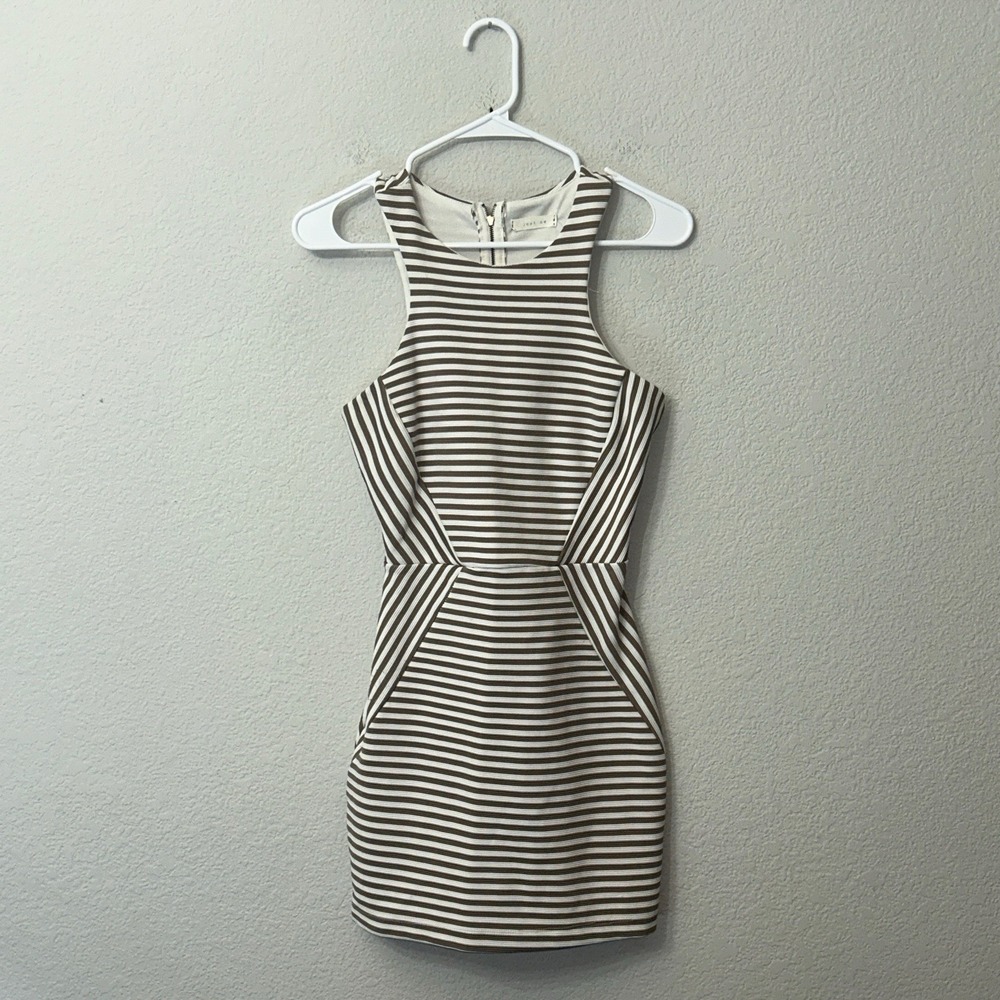 Just Me Multi Directional Striped Ilusuin Mini Dress Women's Size Medium M